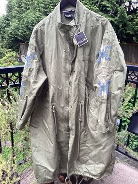 ❤️Nanette BNWT Embroidered Long Khaki Parka Large